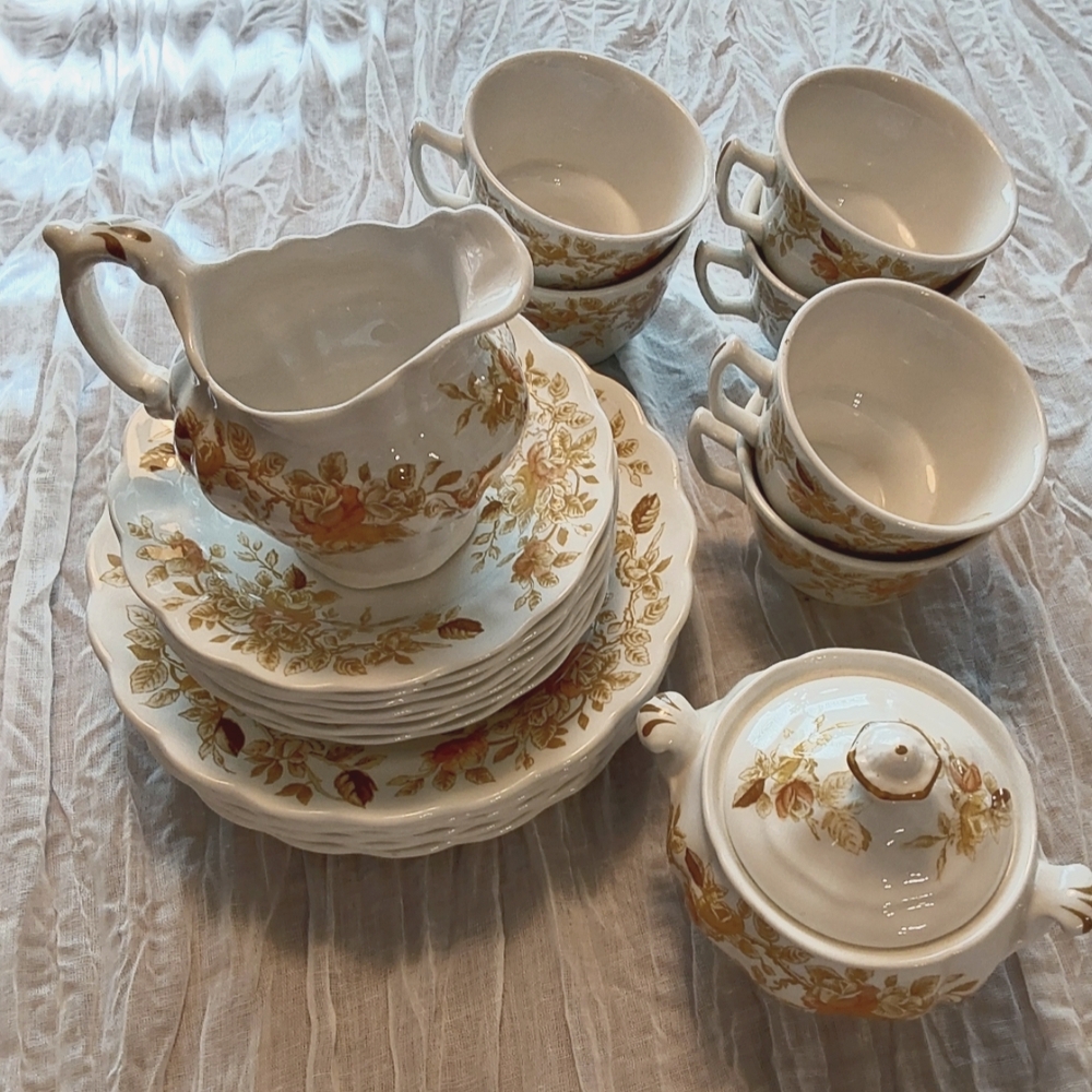 🌺 Antique/Vtg Staffordshire England Ridgway 23 Piece Tea Set